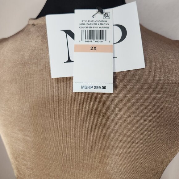 Nina Parker Tan Brown Sleeveless Slinky Dress With Ruching Size 2XL - Picture 5 of 8